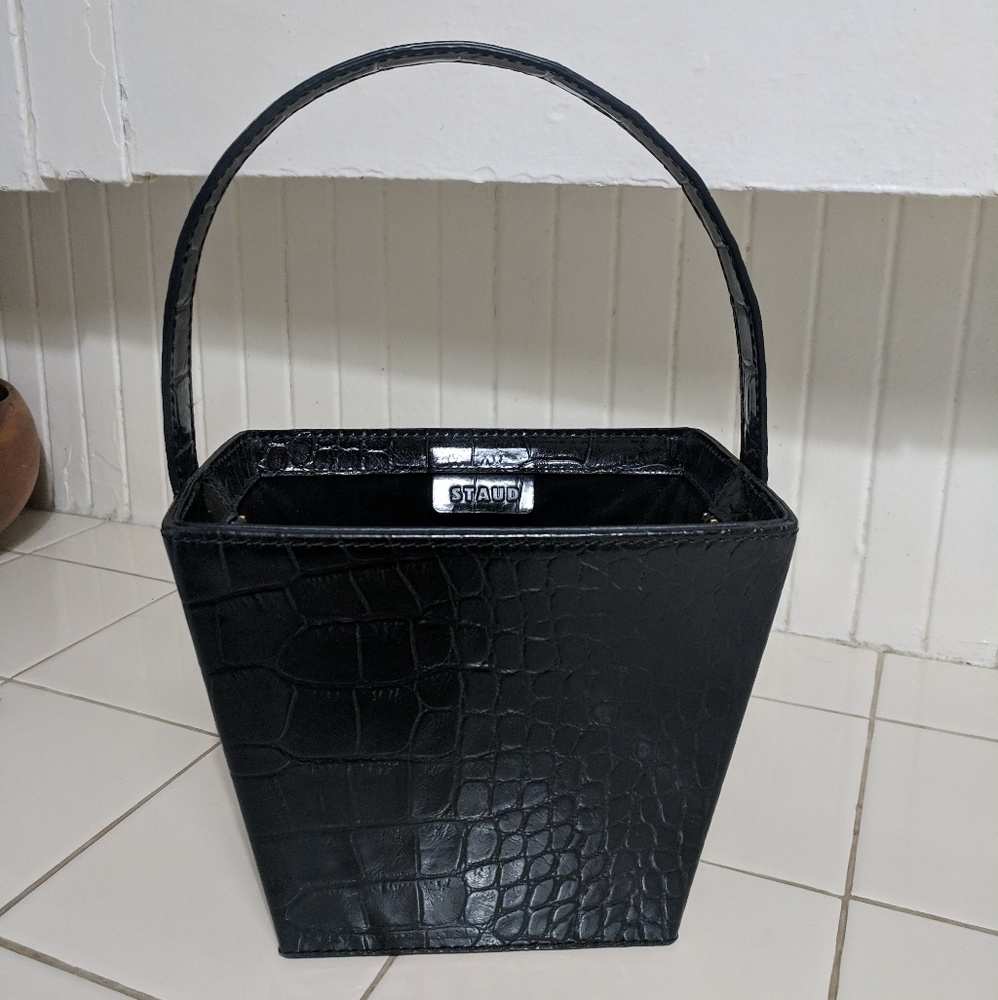 Staud Edie Bag in Black Croc